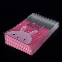 VONUTU 100 Pcs Lot 7x7 Cm Lovely Rabbit Clear Cellophane Cookies Craft Wedding Birthday Candy Party - Bow Rabbit Bag Box Plastic Rabbit Bags Bag 7x7 100 Cube Favor Gift Party Gift Candy L