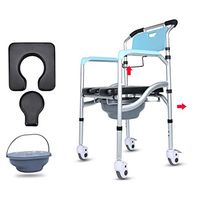 BINZHI Bedside Commode Chair, Aluminum Alloy Waterproof Non-Slip Reinforced High Load-Bearing Foldable Mobile Household Adult Shower Chair Bedside Toilet (Color : A)