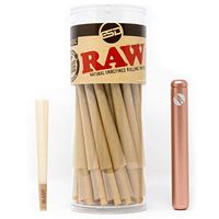 ESD Rose Gold Doob Tube with RAW Classic KS (50 Pack) Prerolled Cones | Conetainer Vial Metallic Aluminum Smell Proof Air Tight with Cone Holding Cap