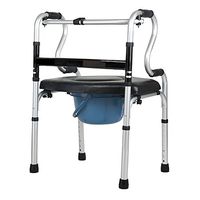 Commode chair ALUS- Walker/Walking Aid/Standing Walking Rack/Lower Limb Walking Walker/Stand Frame Aluminum Alloy Walker Adjustable Height Foldable (Walker + Cushion + Toilet)