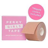 PERKY GIRLS Instant Breast Lift - Adhesive Pushup Tape | A Cup to DD and Plus Size | with Reusable Premium Silicone Nipple Covers (Nude Single Pack)