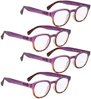 READING GLASSES 4 pack Ladies Colorful Round Readers for Women Reading (Purple, 3.00)