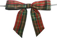 BAYWIND LTD; Plaid Christmas Twist Tie Bows (X317)- 25pc