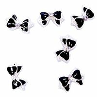 Nail Art,Putars Fashion 10Pcs 3D Black Alloy Rhinestones Bow Tie Glitters Slice DIY Dot