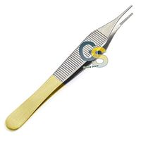 G.S Premium HIGH Grade ADSON Dissecting Dressing Forceps 4.75" Straight Serrated with Gold Handle