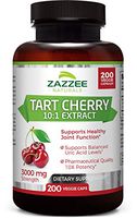 Zazzee Tart Cherry Extract Capsules, 200 Count, 3000 mg Strength, Potent 10:1 Extract, Over 6-Month Supply, Vegan, Non-GMO and All-Natural