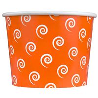 Orange Paper Ice Cream Cups - 16 oz Swirls And Twirls Disposable Bowls - Comes in Many Colors - Frozen Dessert Supplies - 100 Count