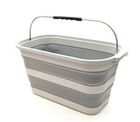 SAMMART Set of 2-23.8L (6.2Gallon) Collapsible Rectangular Handy Basket/Bucket (2, Grey)