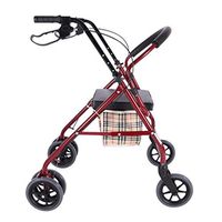 Standard Walkers Walker Four-Wheeled Scooter Old Folding Shopping Cart Senior Travel Trolley Lightweight Scooter Wheelchair Standing Walker (Color : Red, Size : 9179cm)