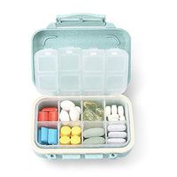 Small (7-Day) Weekly Pill Box Organizer,Portable Cute Pill Case BPA Free Food Grade Hard Plastic Material 8 Compartment for Purse Pocket (Blue)