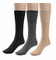 Silky Toes 3 or 6 Pk Men's Diabetic Non-Binding Cotton Dress Socks, Multi Colors Also Available in Plus Sizes… (13-15, Black/Grey/Tan - 3 Pairs)