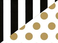 Pack Of 1, Black Stripe And Gold Dot 24" X 417 Reversible Classic Designs Gift Wrap For 175 -200 Gifts Made In USA