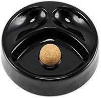 Butt Bat Tobacco Pipe Ashtray with Cork Knocker and 2 Pipe Stand Large - Black