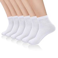 Quarter Diabetic Non-Binding Circulatory Combed Cotton Ankle Socks For All Seasons Pack of 6 Pairs, Color White, Size 7-12