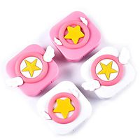 4 Pack Pink Cute Contact Travel Kit Portable Contact Lens Case Container Holder Storage Mirror Box Eye Care Kit(4 Style)