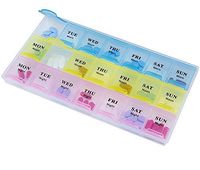 21 Compartment Weekly Pill Organizer, Medicine Storage, Timer Case Three-Times-a-Day, Storage Case Container (Pack of 2)