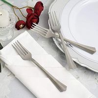 Efavormart 125 Pieces - 7" Silver Disposable Plastic Fork for Wedding Party Banquet Events Candy Buffets - Premiere Collection