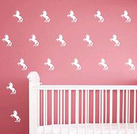 Unicorn Wall Stickers 20Pcs Wall Art Decals Home Decor Girls Sticker for Home Living Room Kids Room Nursery Bedroom Decor - 2.7 x 3.9 inch Each(White)