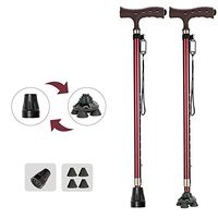 Aluminum Alloy Crutch, Retractable Old Non-Slip Rods Multifunctional Lighting Cane Seniors (1 Pack)