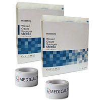 12-Ply Sterile Gauze Pads - Thick 4x4 Pads - 100% Cotton Gauze – 2 Boxes of 50 (2 Pads Per Pack 25 Packs Per Box) + 2 Rolls of Vakly Medical Tape (2)