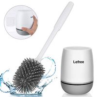 Lefree Silicone Toilet Brush and Holder,Bathroom Cleaner Brush Set,Non-Slip Handle Toilet Bowl Brush with TPR Soft Bristle,Wall Mounted/Floor Standing
