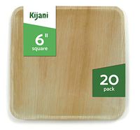 Kijani Biodegradable Palm Leaf Plates - 6 Inch Square - Elegant & Sturdy Like Bamboo Disposable Plates - Eco-Friendly & Compostable Dinnerware - 20 Pack