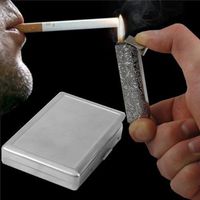 Metal Cigarette Case with Built in Lighter Anime D3 100's Size Cigarettes Silver Metal Wallet 4.75" X 2.75" RFID Protection