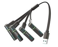 Rechargeable AAA Batteries with USB Charger by Pale Blue, Lithium Ion 1.5v 450 mAh, Charges Under 1 Hour, Over 1000 Cycles, 4-in-1 USB to Micro USB Charging Cable, LED Charge Indicator, 4-Pack