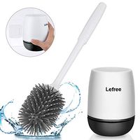 Lefree Silicone Toilet Brush and Holder,Bathroom Toilet Bowl Cleaner Brush Set,Non-Slip Handle with TPR Soft Bristle,Wall Mounted/Floor Standing