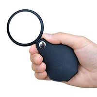 ElectroOptix Folding Portable Mini Magnifier 10X Plastic Comfort Handle Handheld Magnifying Glass Black for Old Man Book Reading Jewelry Identification Loupe