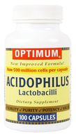 Optimum Acidophilus Lactobacilli Capsules, 100 Count (Pack of 2)