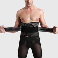 NIUFIT Girdle Universal for Men and Women Waist Trainer Trimmer Belt Back Support Belly Band Shapewear with Double Strong Compression Pull Straps (M, Black)