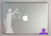 Overly Attached Decals Lady Justice Vinyl Decal Sized to Fit A 13" Laptop - Grey