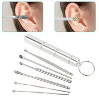 Alician Portable Stainless Steel Keychain Ear Spoon Wax Earpick Remover Tool with Metal Case