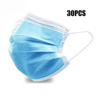 Soroling Personal 30PCS Filter 3-ply Face Protection Dust-Proof Anti Spittle Eye Mask for Earloop, Blue