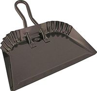 Edward Tools Black Metal Dustpan 12” - Heavy Duty Powder Coated Steel does not chip or bend - Precision edge for small item sweeping - Loop handle for comfort/hanging (1)