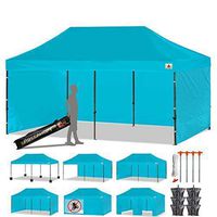 ABCCANOPY Canopy Tent Popup Canopy 10x20 Pop Up Canopies Commercial Tents Market stall with 6 Removable Sidewalls and Roller Bag Bonus 4 Weight Bags and 10ft Screen Netting and Half Wall, Turquoise