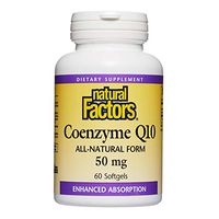 Natural Factors, Coenzyme Q10 50mg, CoQ10 Supplement for Energy, Heart and Antioxidant Support, Gluten Free, 60 softgels (60 servings)