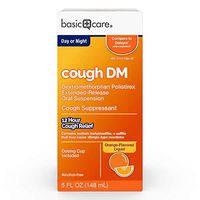 Basic Care 12 Hour Cough DM, Dextromethorphan Polistirex Extended-Release Oral Suspension, Cough Suppressant, 12 Hour Cough Relief, 5 Fluid Ounces