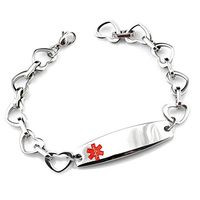 Medical Id Stainless Steel Open Heart Bracelet (Diabetes)