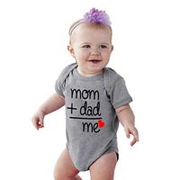 Ugthe Infant Clothing Mom Dad Me Letter Print Newborn Baby Onesies Short Sleeve Summer Bodysuit Romper - Grey 12-18M