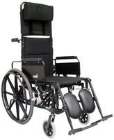 Karman Healthcare KM5000F16 Aluminum Lightweight Reclining Wheelchair, Black, 24" Rear Wheels and 16" Seat Width