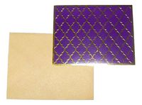 Gold Foil Blank Cards ~ Midnight Jewel (Design on Violet; 6 Cards with Brown Envelopes; 5.5" x 4.25")