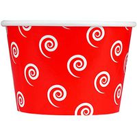 [50 Count] Valentine's Day Red Paper Ice Cream Cups - 8 oz Swirls And Twirls Disposable Dessert Containers Perfect For Yummy Treats! Frozen Dessert Supplies