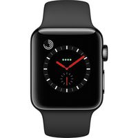 Apple Watch Series 3, 38MM, GPS + Cellular, Space Black Stainless Steel Case, Black Sport Band (Renewed)