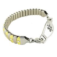Women's Medical Alert ID Bracelet - Custom Engraving Included, Two-Tone Sparkle, Stretch - Asteria, Black - Size 7.75