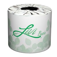 Solaris Paper 21724 Livi Basic Leaf Embossed Bath Tissue, 2 Ply, 4.06" X 3.66", 500 Sheets Per Roll, White (Pack of 96)