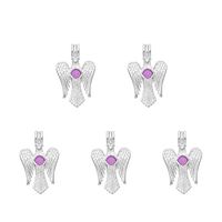 10pcs Sliver Plated Angel Hollow Pendant Pearl Bead Cage Pendants Aromatherapy Essential Oil Diffuser Locket Pendant Necklace Jewelry Making Supplies (Style3)