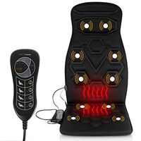 Comfitech Heated Car Seat Back Massager Cushion Chair Pad with 10 Vibrating Motors for Office, Auto and Home (Black)