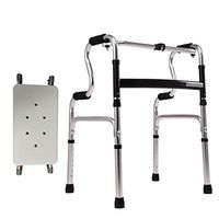 LIUSU-Walker Healthcare Folding Aluminium Standard Walkers/Light Weight Wheeled Walking Frames for Home Use/8-speed Height can be Adjusted/can be Used as Bath Stool